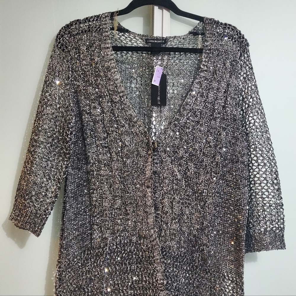 Lauren Michelle Sz M BNWT Silver Cardigan